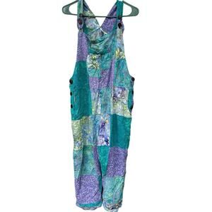 Women’s Go Fish Clothing Patchwork Boho Overalls Size Small